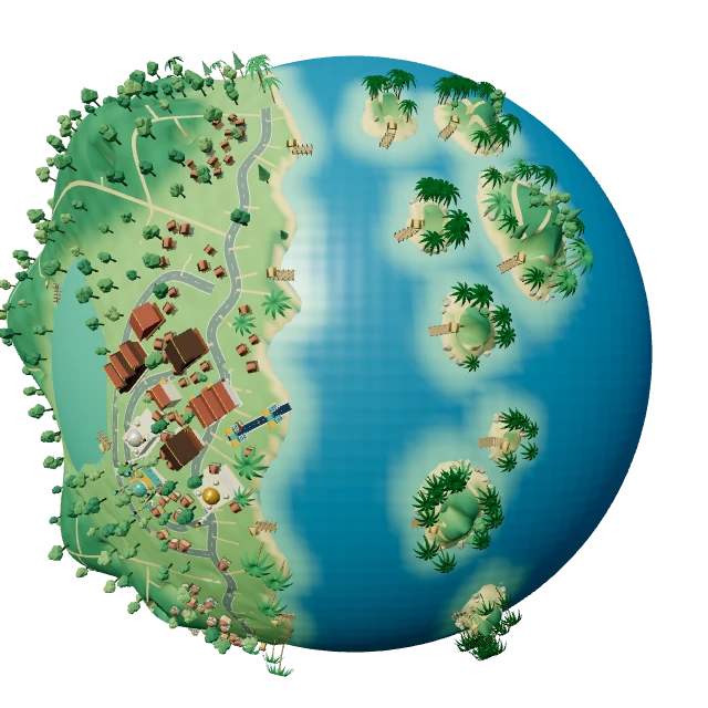 Miniature Terengganu globe with sandy beaches, coastal villages and islands